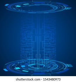 Digital futuristic technology background vector illustration. Global isometric ecosystem. Abstract cyberspace network innovation design. For iot, smarthome connection, web internet of things template