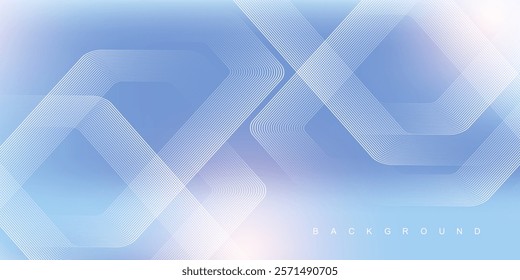 Digital futuristic technology concept with hexagons. Digital hexagonal blue abstract background. Geometric stripe line art design for poster, brochure, cover, banner, website, header.