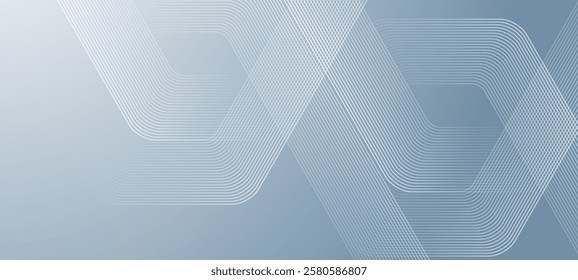 Digital futuristic technology concept with hexagons. Digital hexagonal blue abstract background. Geometric stripe line art design for poster, brochure, cover, banner, website, header.