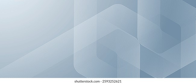 Digital futuristic technology concept with hexagons. Digital hexagonal blue abstract background. Geometric stripe line art design for poster, brochure, cover, banner, website, header.