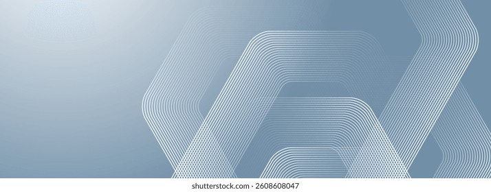 Digital futuristic technology concept with hexagons. Digital hexagonal blue abstract background. Geometric stripe line art design for poster, brochure, cover, banner, website, header.