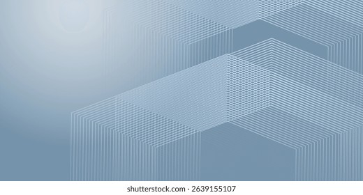 Digital futuristic technology concept with hexagons. Digital hexagonal blue abstract background. Geometric stripe line art design for poster, brochure, cover, banner, website, header