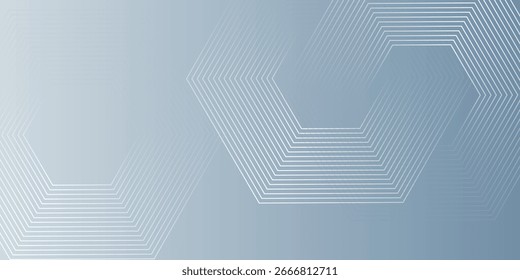 Digital futuristic technology concept with hexagons. Digital hexagonal blue abstract background. Geometric stripe line art design for poster, brochure, cover, banner, website, header.