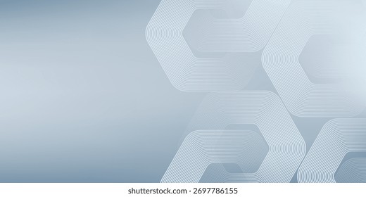 Digital futuristic technology concept with hexagons. Digital hexagonal blue abstract background. Geometric stripe line art design for poster, brochure, cover, banner, website, header. Eps10