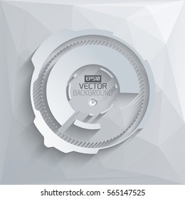 Digital futuristic template with silver innovative circle shape on polygonal background isolated vector illustration