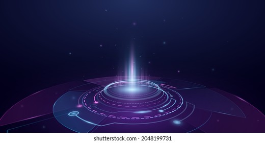 Digital futurustic portal hologram with light effect. HUD GUI UI. Sci-fi virtual graphic. Vector technology background. Cyber space. Dashboard display. EPS 10