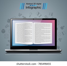 Digital gadget, notebook, book, read, ebook, bookreader icon. Vector eps 10