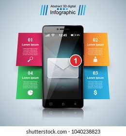 Digital gadget, smartphone, mail, email, envelope  icon Business infographic Vector eps 10