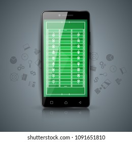 Digital gadget, smartphone, sport, american football template. Vector eps 10.
