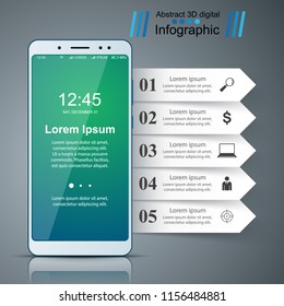 gadget digital, icono de tableta de smartphone. Infografía empresarial. Pasos vectoriales 10
