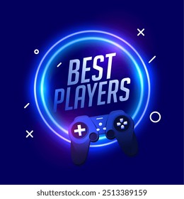 digital game controller background with glowing neon effect vector