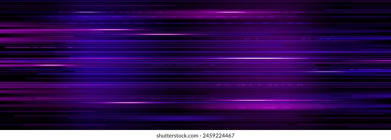 Digitalspiel Glitch Purple Hintergrund, TV-Bildschirm mit Rauschen oder Signalverzerrung Pixelzeilen, abstrakte Vektorgrafik. Lila blaue Panne Effekt auf digitalem Display oder Computermonitor Bug für Spiel Hintergrund