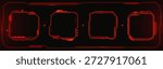 Digital game interface set with tech HUD elements and futuristic frames. Cyberpunk UI design of red neon borders, holographic panels, cyber screens and glowing box shapes for sci fi projects.