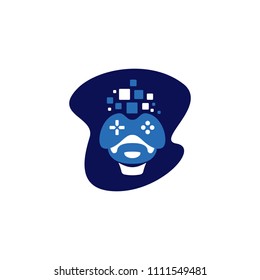 Digital gamer gaming gamepad hipster face logo avatar icon