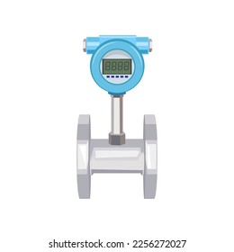 Digital gas flow meter vector illustration. Cartoon measuring counter with consumption indicator isolated on white background. Device, measurement concept
