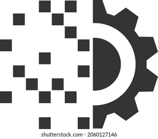 Digital Gear Generation vector illustration. A flat illustration design of Digital Gear Generation icon on a white background.