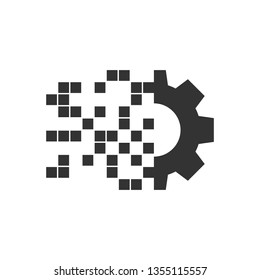 Digital gear icon in flat style. Cog vector illustration on white isolated background. Techno wheel business concept.