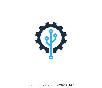 Digital Gear Icon Logo Design Element