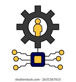 Digital gear icon used for configuration, tools, and innovation concepts.