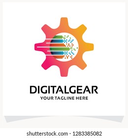 Digital Gear Logo Design Template Inspirations