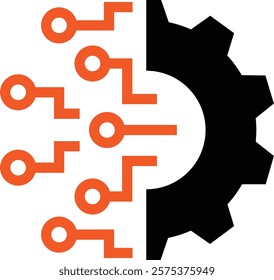 Digital Gear, Technology Integration Icon, Circuit Gear Icon, Tech Mechanism, Digital Engineering Icon