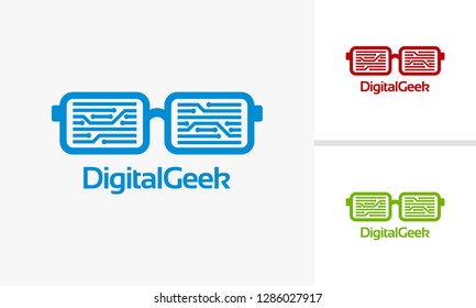 Digital Geek logo template, Digital Watching logo designs vector