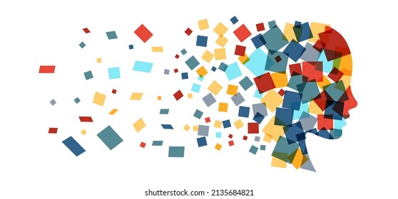 Digital generation, head and pixel. Data transmission and communications on the internet.  Vector Template Design Illustration