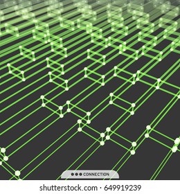 Digital geometric abstraction with lines and points. Abstract futuristic background. Vector illustration.