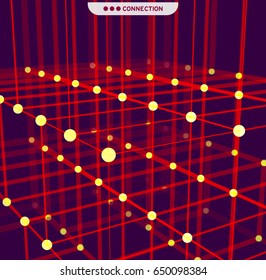 Digital geometric abstraction with lines and points. Abstract futuristic background. Vector illustration.
