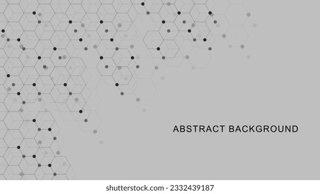 Fondo geométrico digital con hexágonos y puntos y líneas de conexión. Conexión de red, redes sociales, tecnología de la comunicación y concepto científico. Ilustración vectorial.
