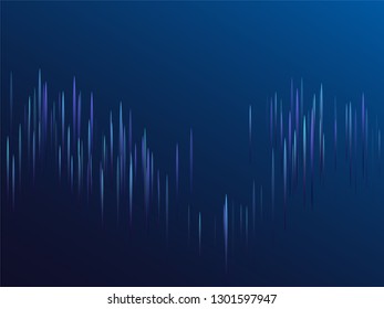 Digital geometric blue lines streams visual optic technology, speed concept. Glowing lines falling abstract big data concept tech vector background. Fiber optics cool scientific background in blue