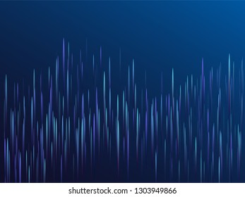 Digitale geometrische blaue Linien fließt visuelle Optik-Technologie, Speed-Konzept. Glühende Linien fallen abstrakte Big-Data-Konzept-Technologie, Vektorhintergrund. Fiberoptik, kühler wissenschaftlicher Hintergrund auf blauem Hintergrund