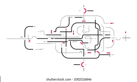 Digital Geometric Blueprint Data Elements Abstract Background