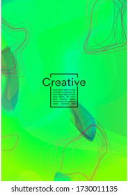 Digital Geometric Cover Design with Gradient and Abstract Lines, Figures for your Business.  Booklet Fluid Rainbow Poster Design, Gradient Effect for Music Festival.