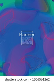 Digital Geometric Cover Design with Gradient and Abstract Lines, Figures for your Business.  Catalog Fluid Rainbow Poster Design, Gradient Effect for Disco Party.