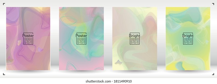 Digital Geometric Cover Design with Gradient and Abstract Lines, Figures for your Business.  Flyer Fluid Rainbow Poster Design, Gradient Effect for Music Festival.