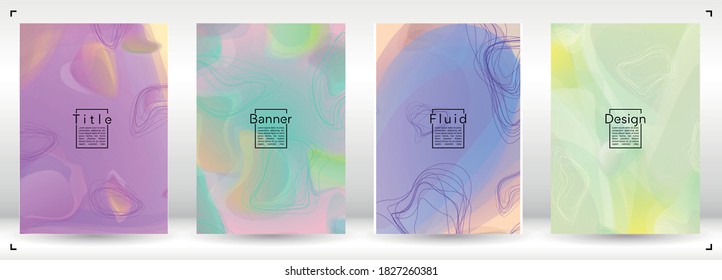 Digital Geometric Cover Design with Gradient and Abstract Lines, Figures for your Business.  Booklet Fluid Rainbow Poster Design, Gradient Effect for Disco Party.