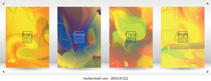 Digital Geometric Cover Design with Gradient and Abstract Lines, Figures for your Business.  Page Fluid Rainbow Poster Design, Gradient Effect for Dj Party.