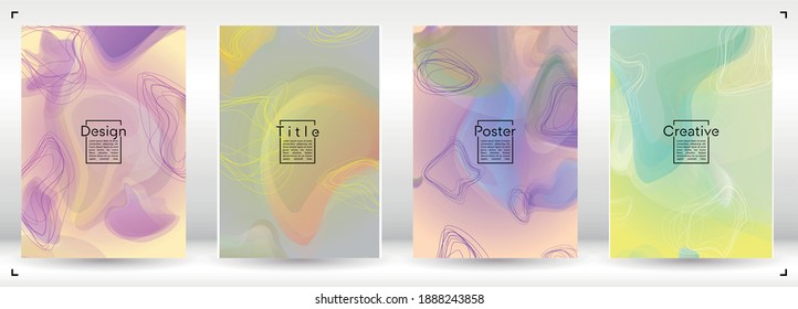Diseño de portada geométrica digital con líneas de gradiente y abstracto, figuras para su negocio.  Diseño de afiches de arco iris de carátula, efecto gradiente para el partido Dj.