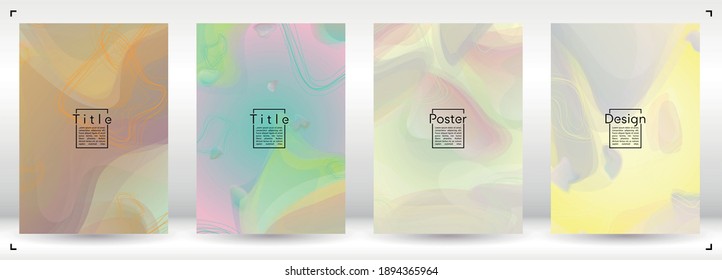 Digital Geometric Cover Design with Gradient and Abstract Lines, Figures for your Business.  Mockup Fluid Rainbow Poster Design, Gradient Effect for Presentation.