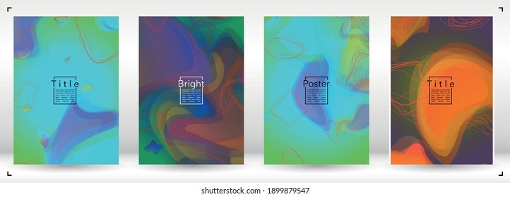 Diseño de portada geométrica digital con líneas de gradiente y abstracto, figuras para su negocio.  Diseño de afiches de arco iris fluido, efecto gradiente para el Festival Electrónico.