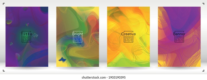 Digital Geometric Cover Design with Gradient and Abstract Lines, Figures for your Business.  Magazine Fluid Rainbow Poster Design, Gradient Effect for Identity.