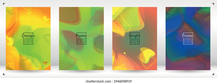 Digital Geometric Cover Design with Gradient and Abstract Lines, Figures for your Business.  Banner Fluid Rainbow Poster Design, Gradient Effect for Branding.