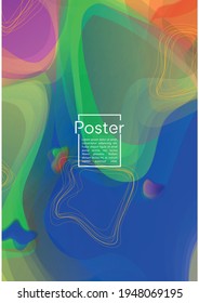 Digital Geometric Cover Design with Gradient and Abstract Lines, Figures for your Business.  Cover Fluid Rainbow Poster Design, Gradient Effect for Electronic Festival.
