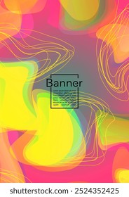 Digital Geometric Cover Design with Gradient and Abstract Lines, Figures for your Business.  Banner Fluid Rainbow Poster Design, Gradient Effect for Event.