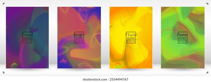 Digital Geometric Cover Design with Gradient and Abstract Lines, Figures for your Business.  Poster Fluid Rainbow Poster Design, Gradient Effect for Annual Report.