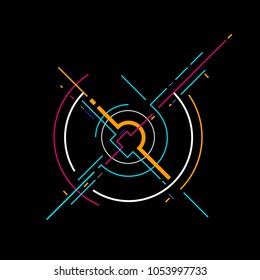 Digital geometric data network  elements abstract background