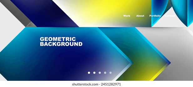 A digital geometric design featuring azure and electric blue arrows on a white background. Perfect for electronic device brands looking for a modern spaceinspired graphic