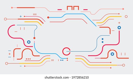 Digital geometric tech elements. Abstract frame border background