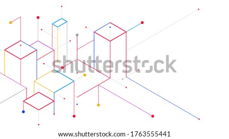 Digital geometric tech elements abstract vector isometric background